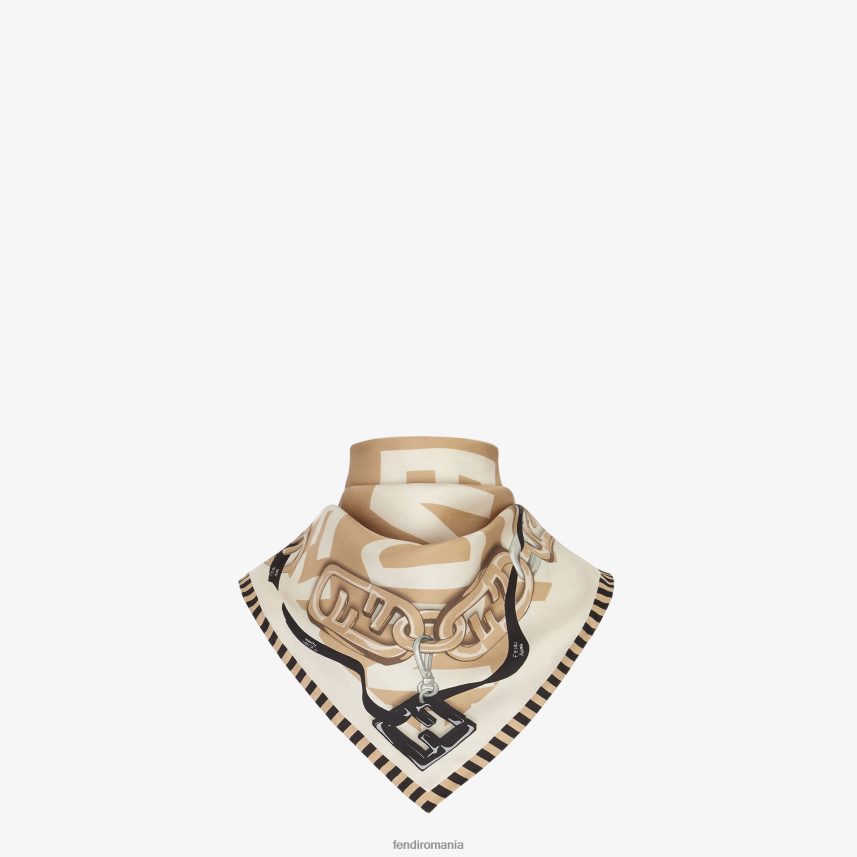 foulard din mătase organică bej Fendi femei accesorii 86084L213