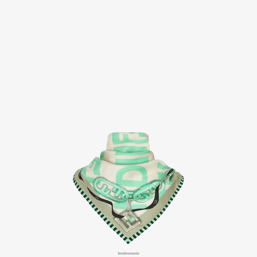 foulard din mătase organică verde Fendi femei accesorii 86084L187