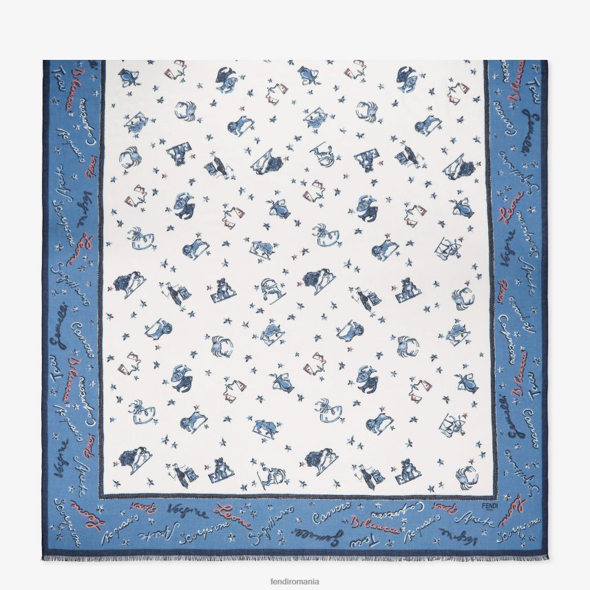 fură de mătase albastru Fendi femei accesorii 86084L126