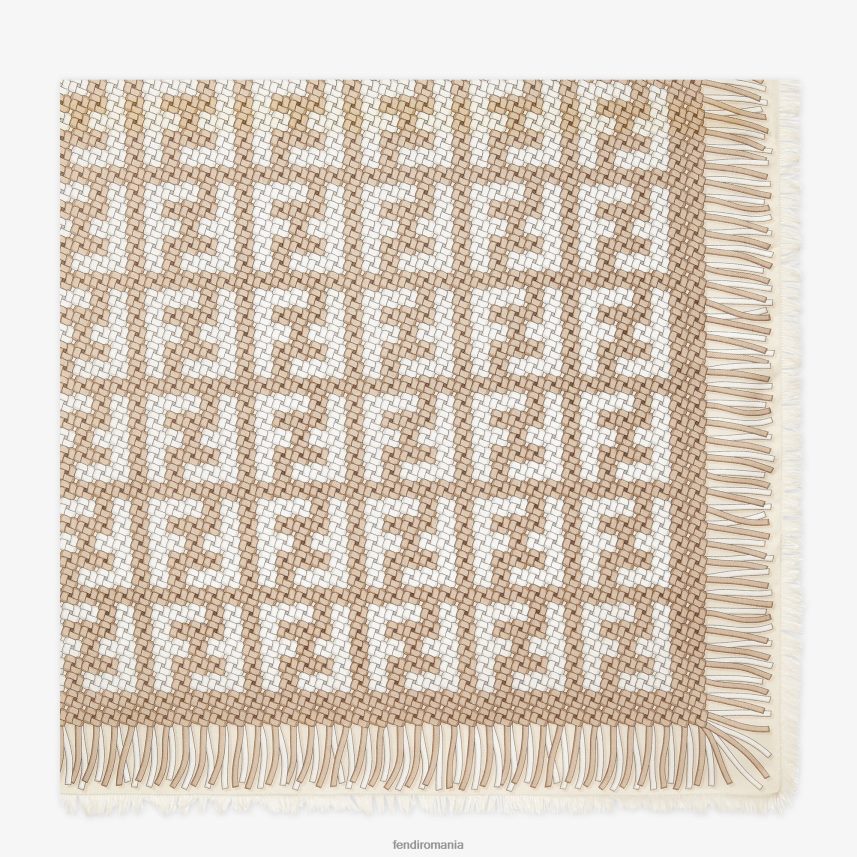 modal și șal de mătase bej Fendi femei accesorii 86084L173