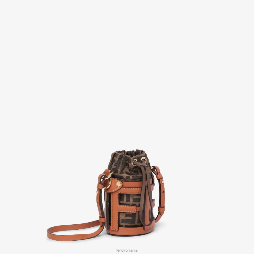 geantă găleată din piele și ff stofă maro Fendi femei accesorii 86084L84