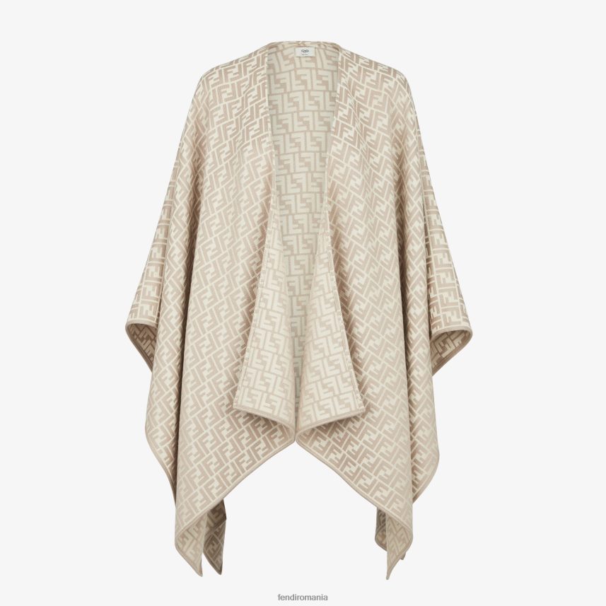 poncho din lână și mătase bej Fendi femei accesorii 86084L53