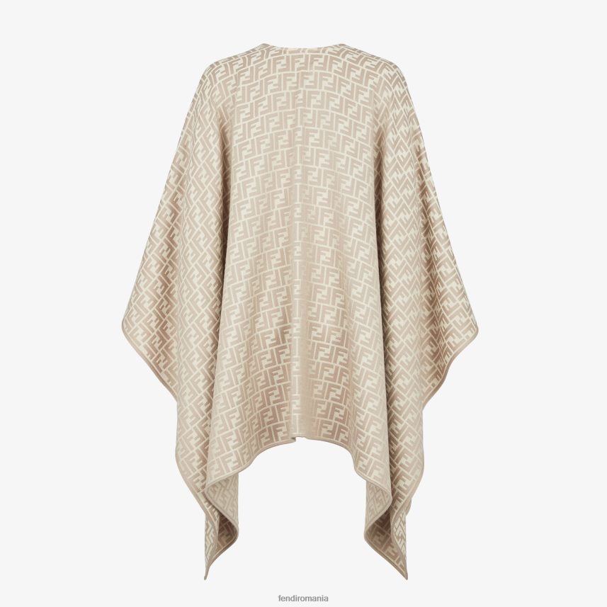 poncho din lână și mătase bej Fendi femei accesorii 86084L53