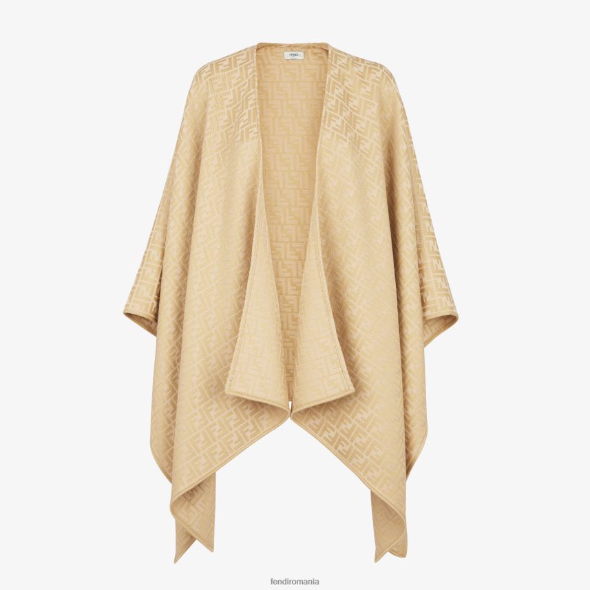 poncho din lână și mătase maro Fendi femei accesorii 86084L55