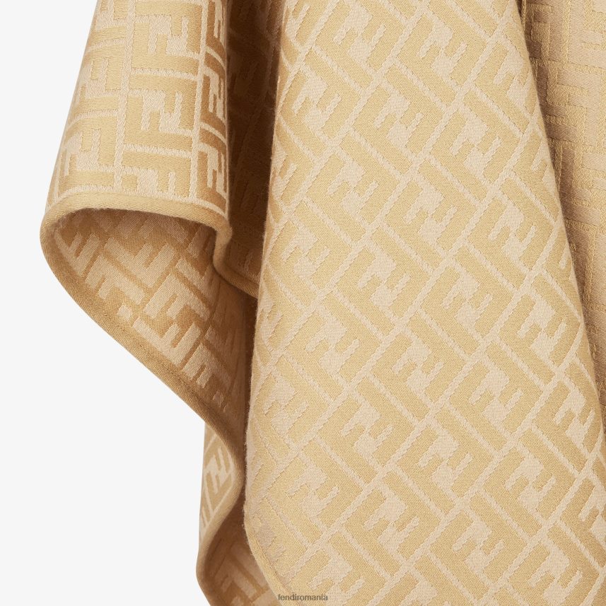 poncho din lână și mătase maro Fendi femei accesorii 86084L55