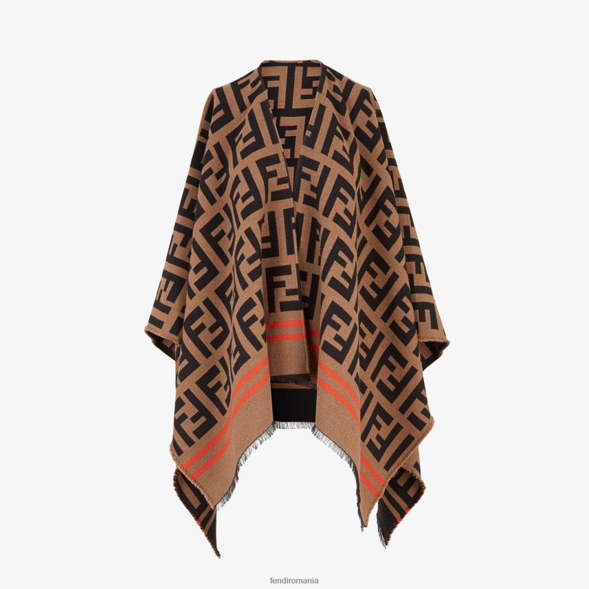 poncho din mai multe lână și mătase maro Fendi femei accesorii 86084L201