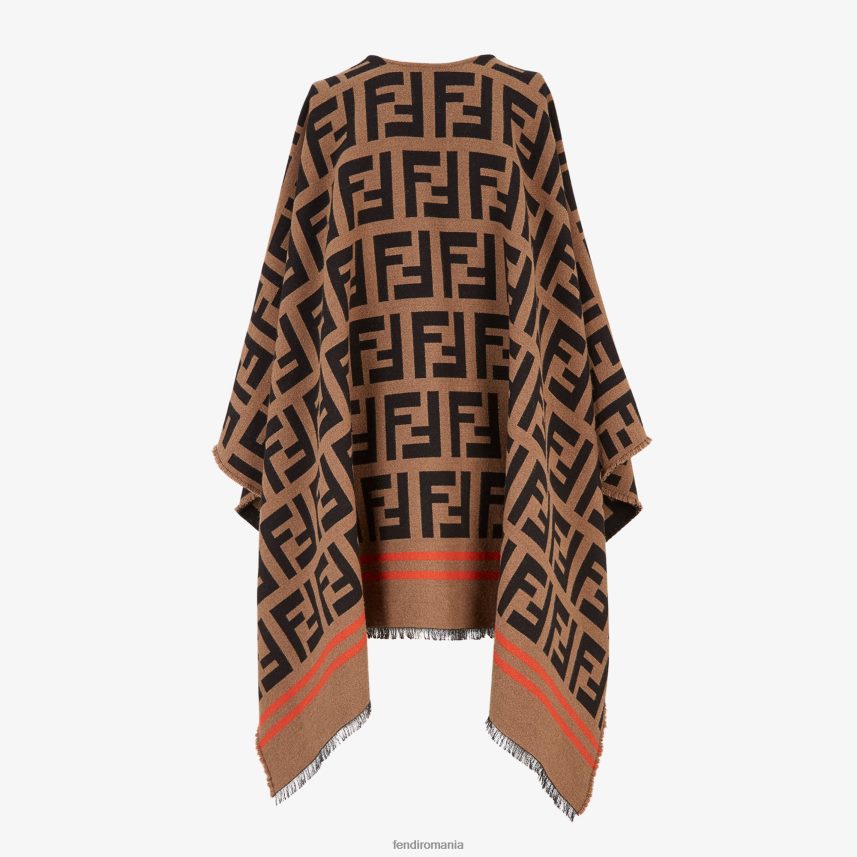 poncho din mai multe lână și mătase maro Fendi femei accesorii 86084L201