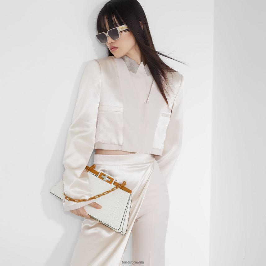 ochelari de soare din acetat crem Modă Fendi femei accesorii 86084L154