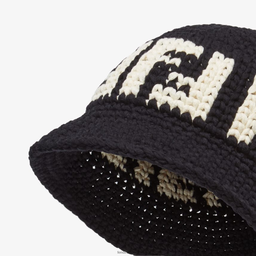 ff pălărie cloș din bumbac negru Fendi femei accesorii 86084L192