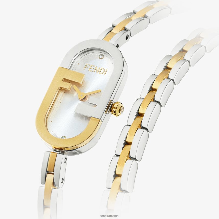 14,80 x 28,30 mm - ceas oval cu sigla o\'lock argint/aur Fendi femei accesorii 86084L297