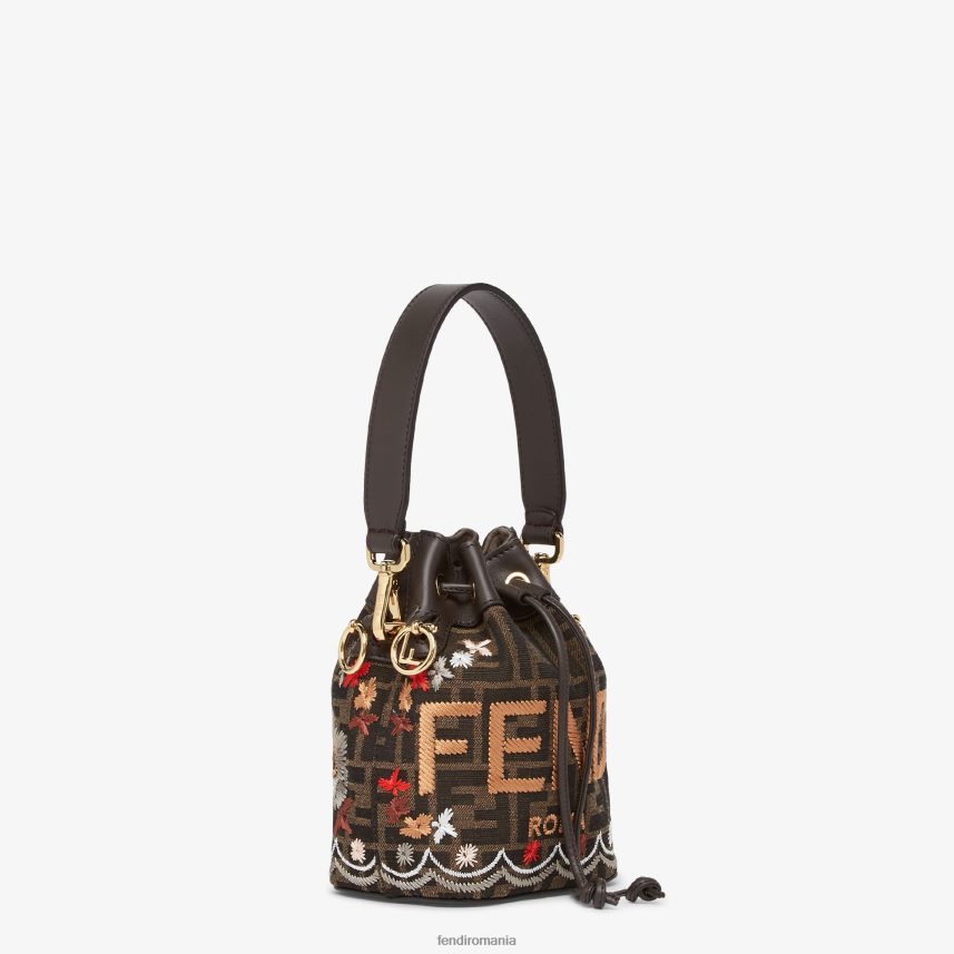 Mini geanta ff din material jacquard cu broderie maro Fendi femei accesorii 86084L582