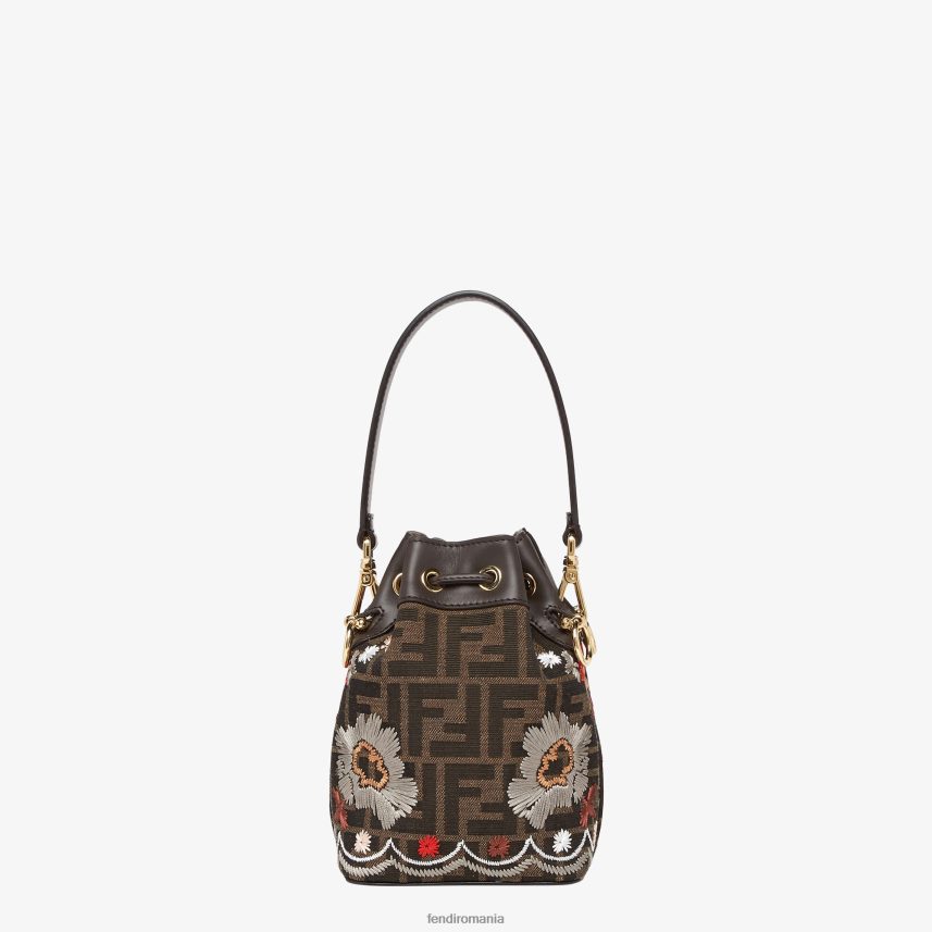Mini geanta ff din material jacquard cu broderie maro Fendi femei accesorii 86084L582