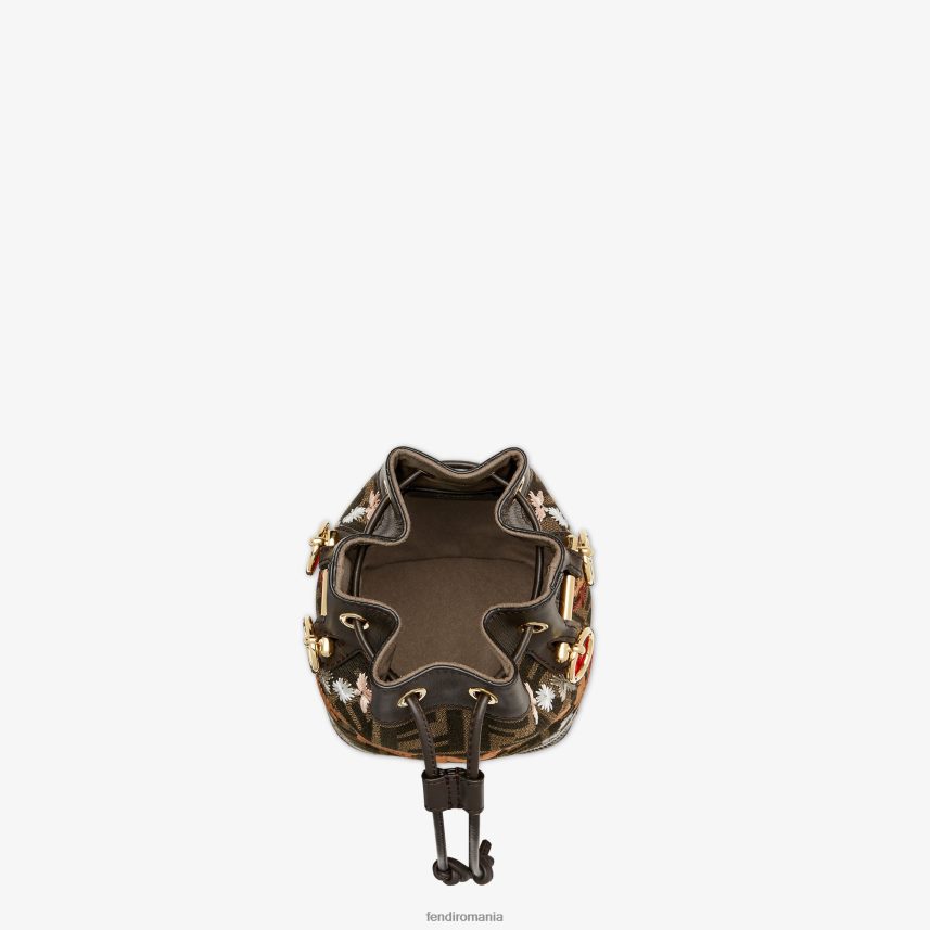 Mini geanta ff din material jacquard cu broderie maro Fendi femei accesorii 86084L582