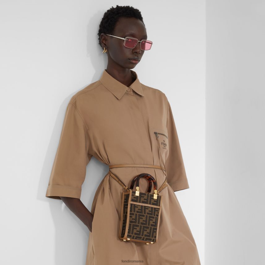 ff mini geantă din material textil maro Fendi femei accesorii 86084L824