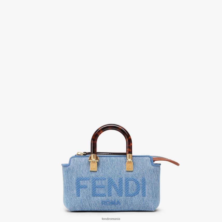 geantă Boston mică din denim albastru deschis Fendi femei accesorii 86084L638