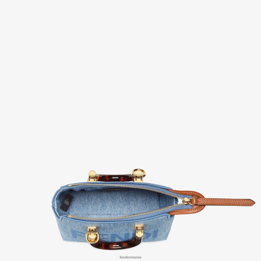 geantă Boston mică din denim albastru deschis Fendi femei accesorii 86084L638