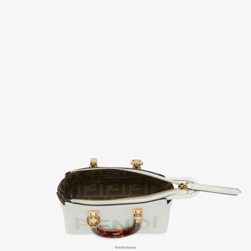 geantă Boston mică din piele alb Fendi femei accesorii 86084L645