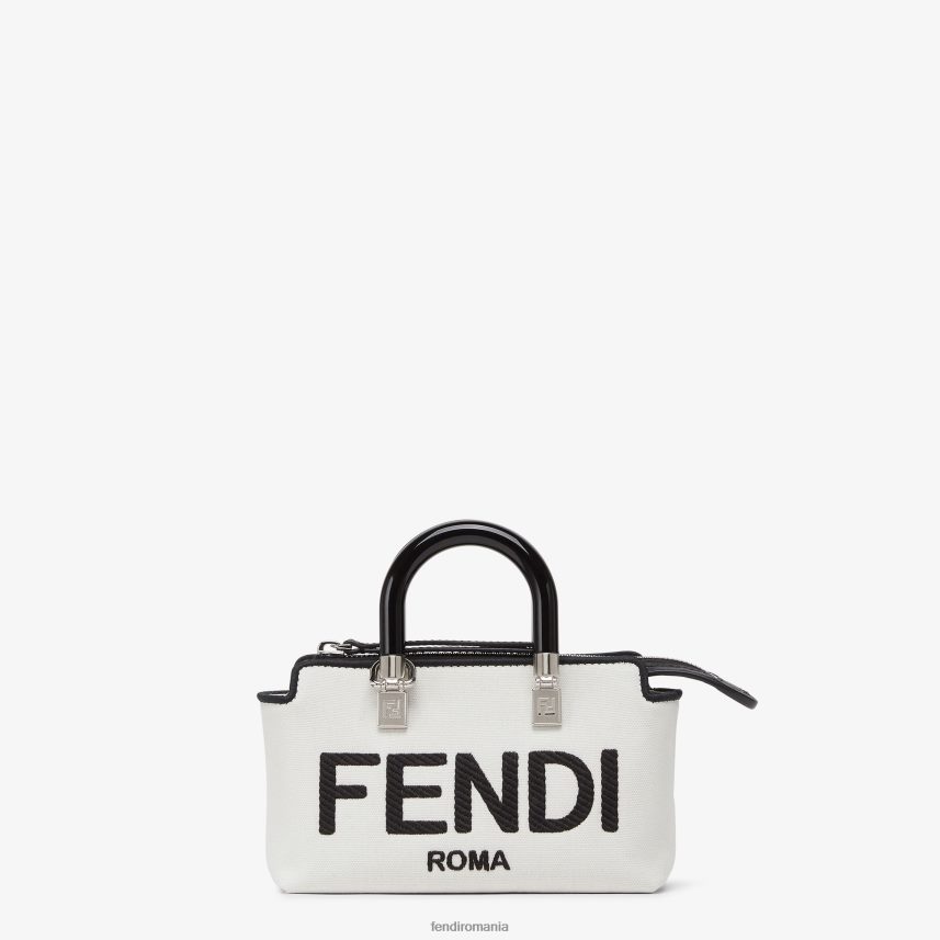 geantă boston mică din pânză cu broderie roma alb Fendi femei accesorii 86084L700