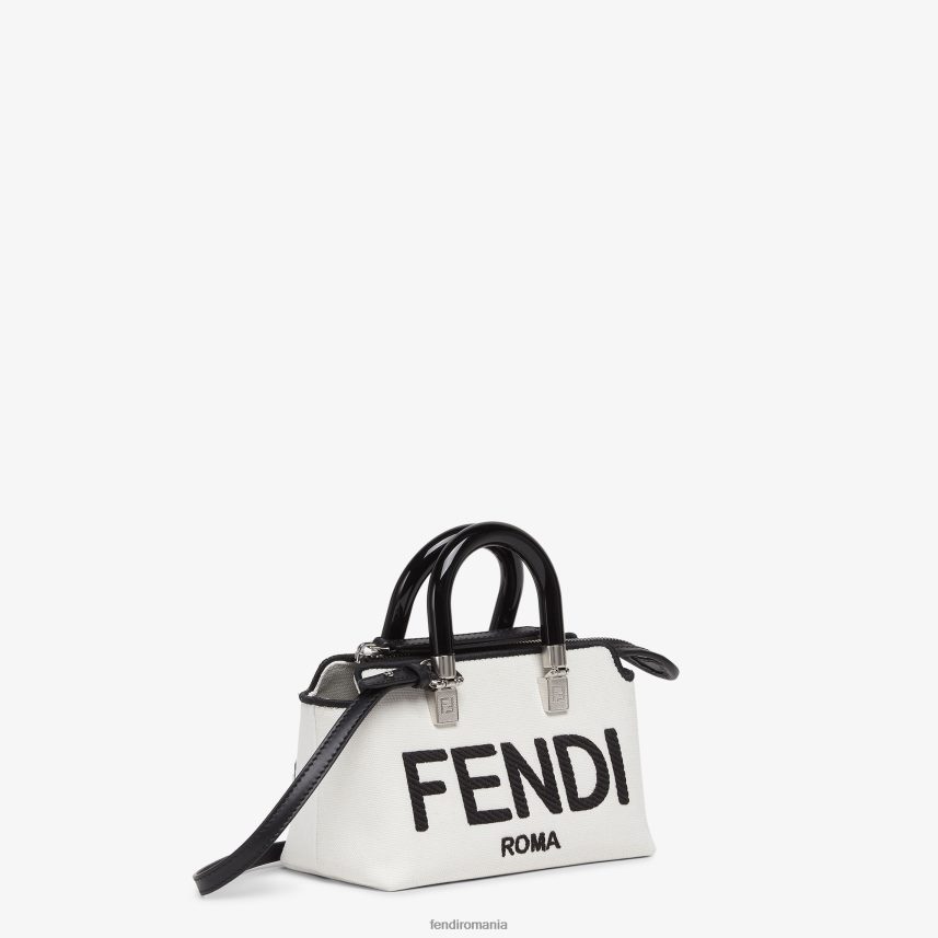geantă boston mică din pânză cu broderie roma alb Fendi femei accesorii 86084L700