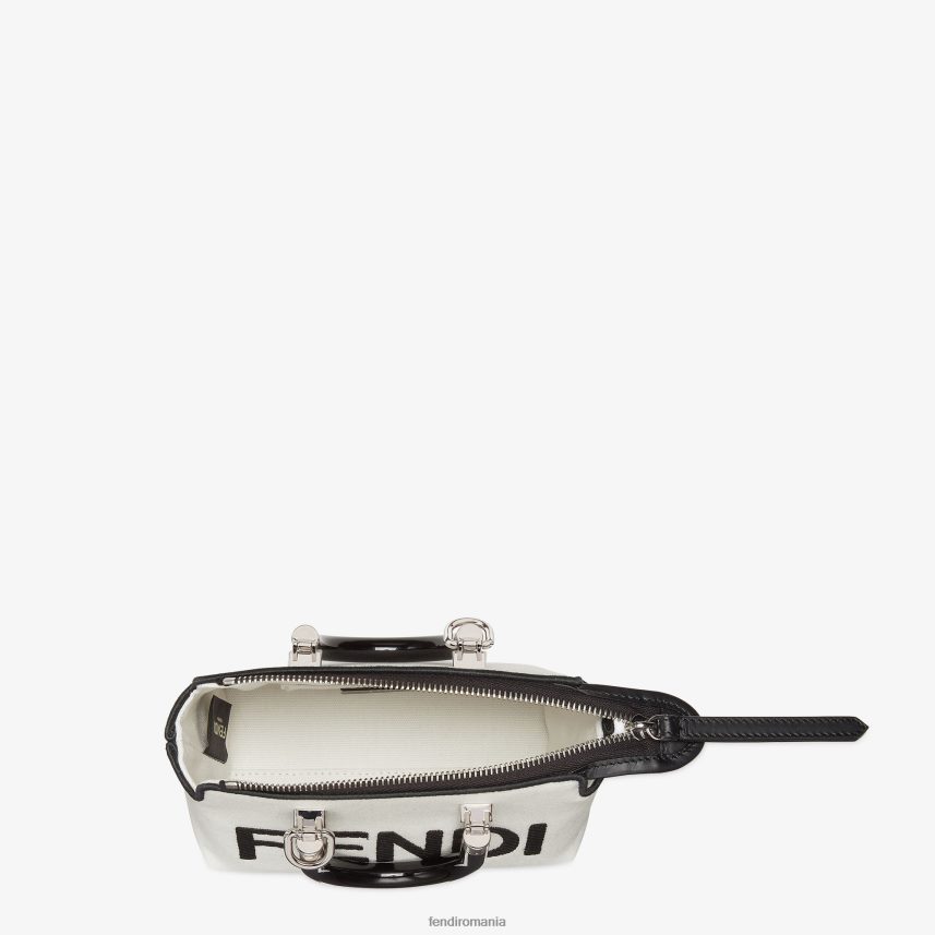 geantă boston mică din pânză cu broderie roma alb Fendi femei accesorii 86084L700