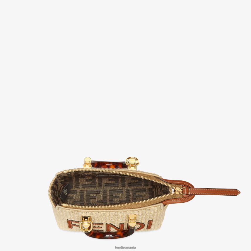geantă boston mică din paie naturală bej Fendi femei accesorii 86084L602