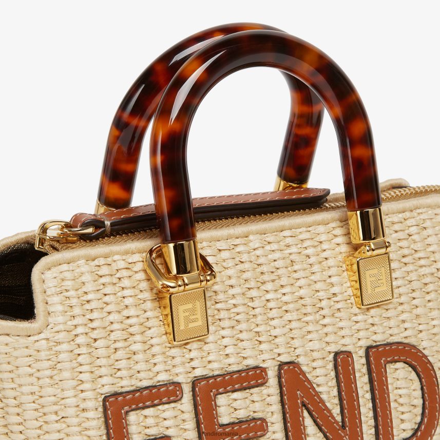 geantă boston mică din paie naturală bej Fendi femei accesorii 86084L602
