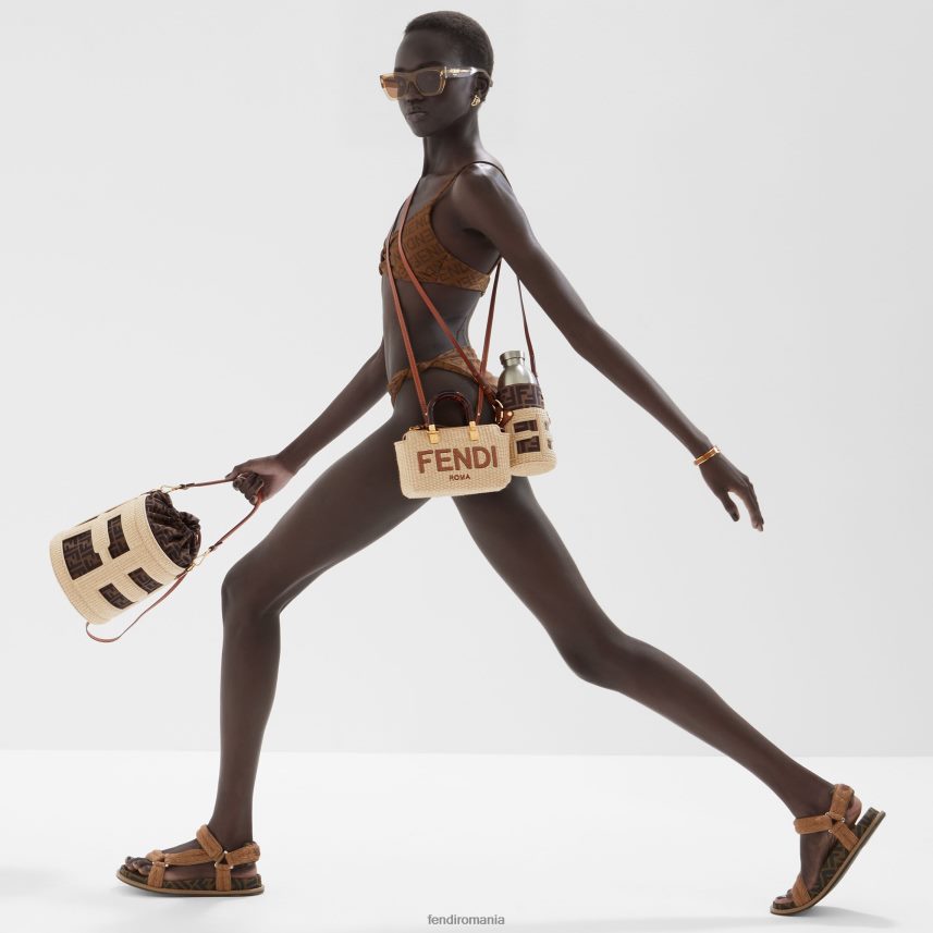 geantă boston mică din paie naturală bej Fendi femei accesorii 86084L602