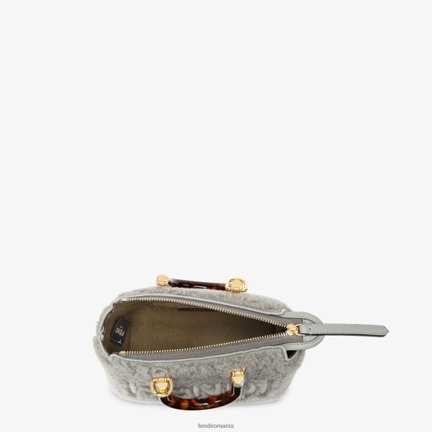 geantă boston mică din piele de oaie gri Fendi femei accesorii 86084L837
