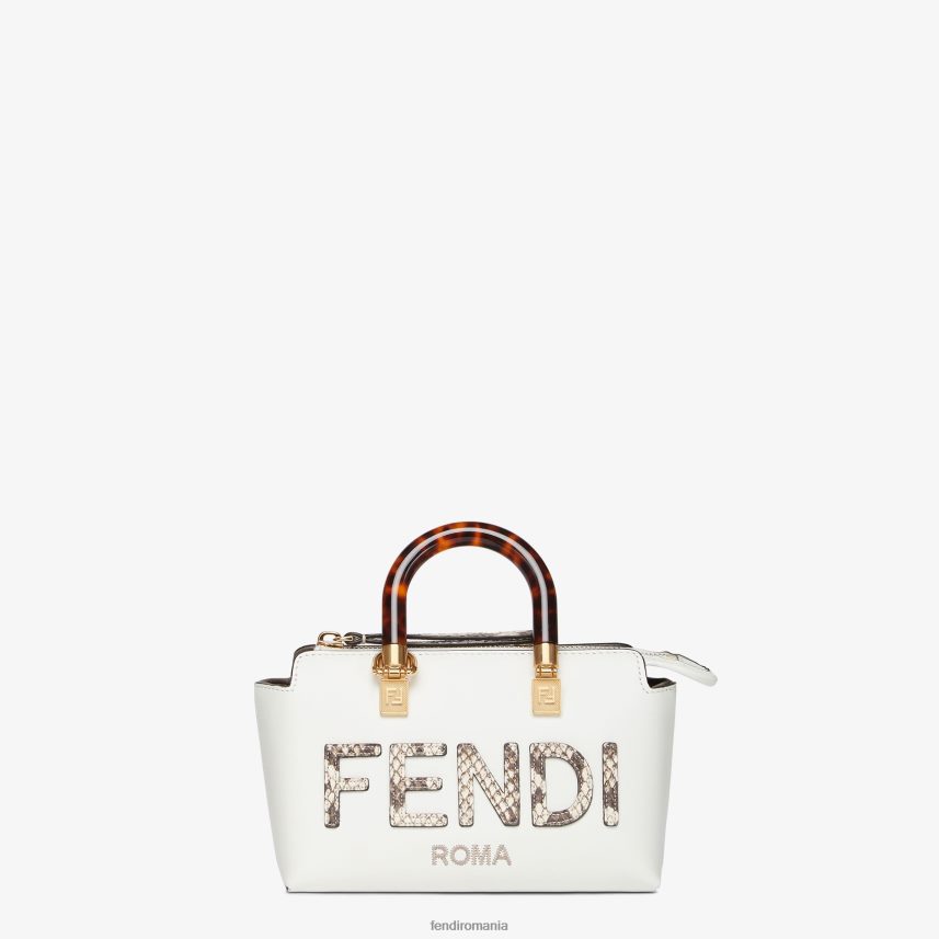 geantă mică din piele și elaphe boston alb Fendi femei accesorii 86084L820
