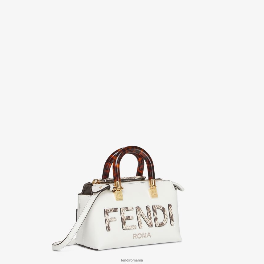 geantă mică din piele și elaphe boston alb Fendi femei accesorii 86084L820