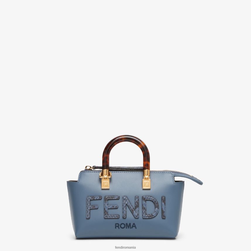 geantă mică din piele și elaphe boston albastru Fendi femei accesorii 86084L736