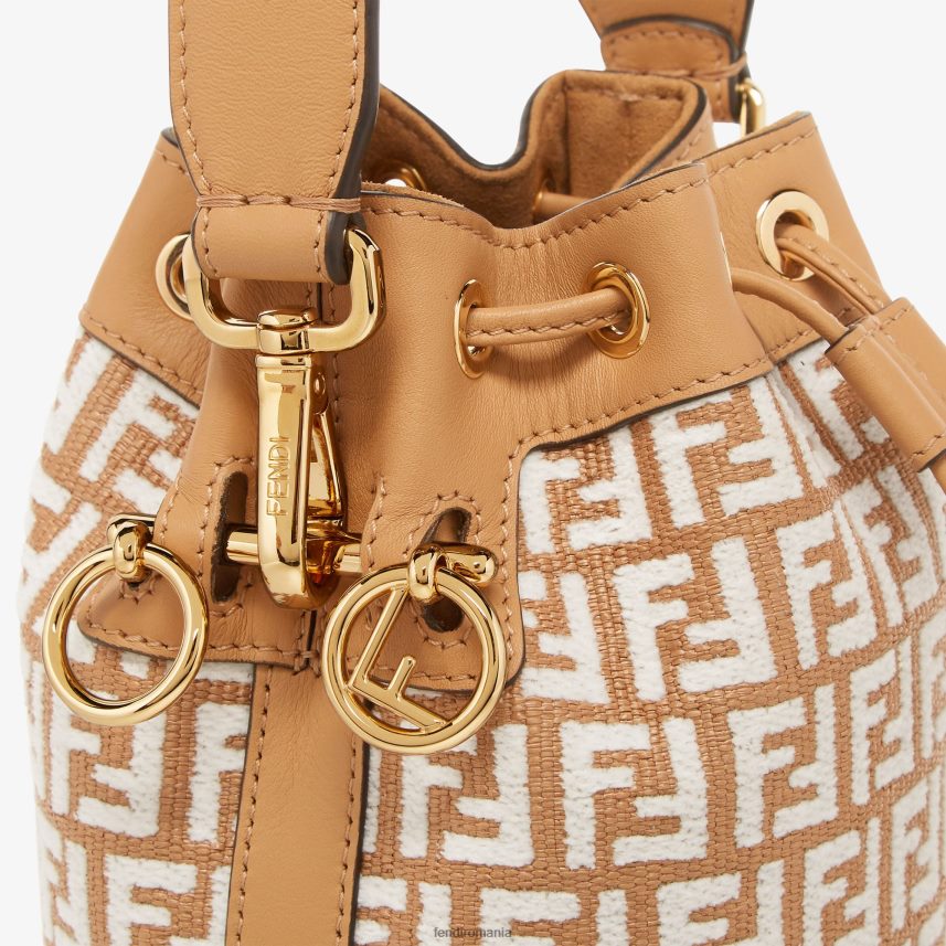 geanta mini din rafie cu motiv ff tesatura tapiserie alb Fendi femei accesorii 86084L600