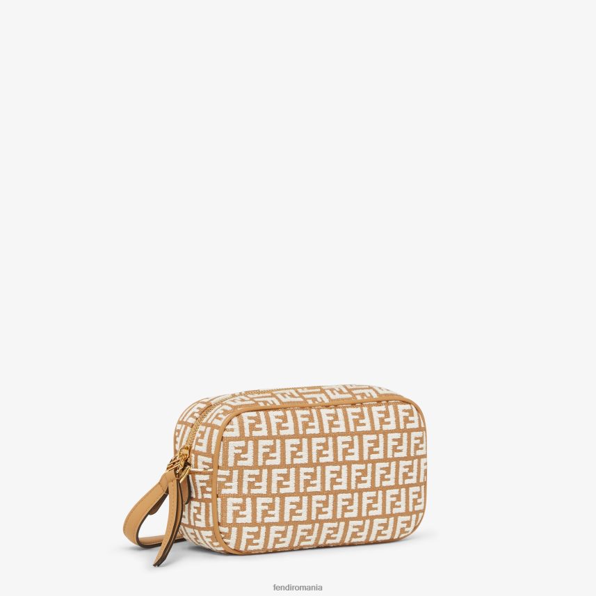 geanta mini din rafie cu motiv ff tesatura tapiserie alb Fendi femei accesorii 86084L647