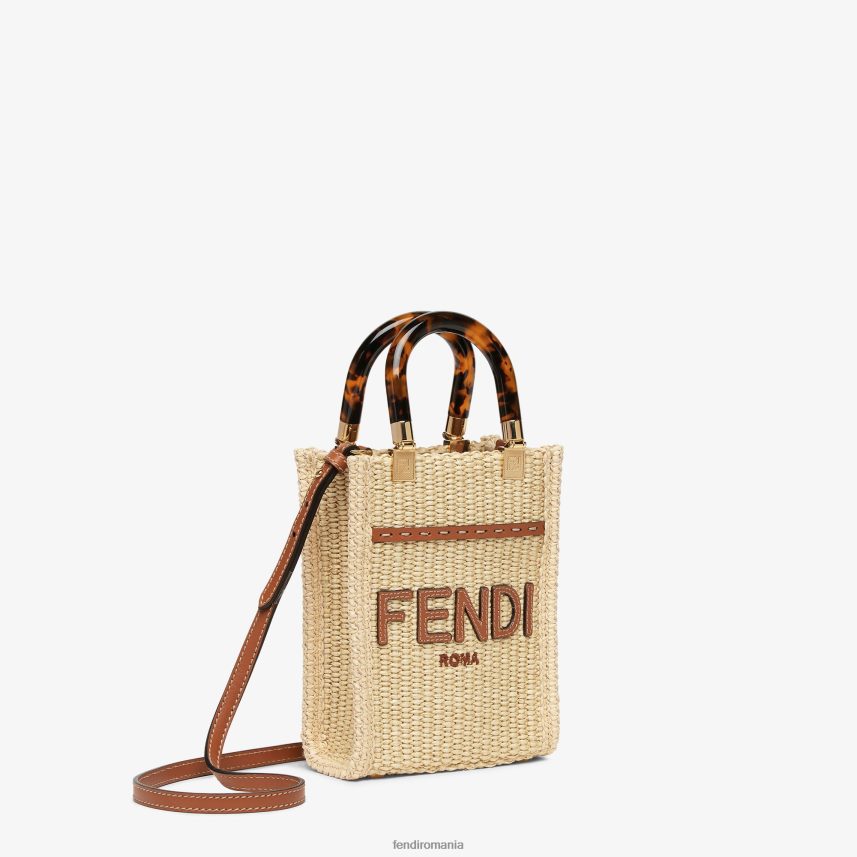 mini-geantă din paie naturală bej Fendi femei accesorii 86084L641