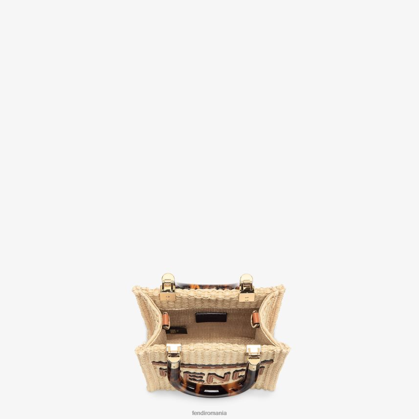 mini-geantă din paie naturală bej Fendi femei accesorii 86084L641