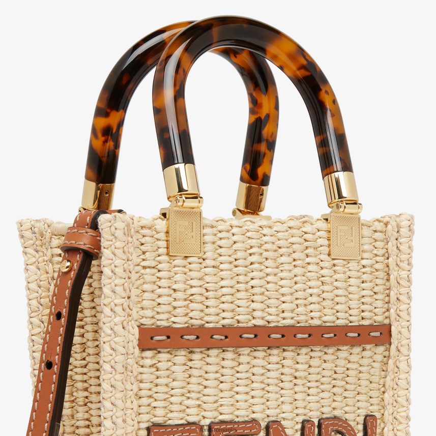 mini-geantă din paie naturală bej Fendi femei accesorii 86084L641