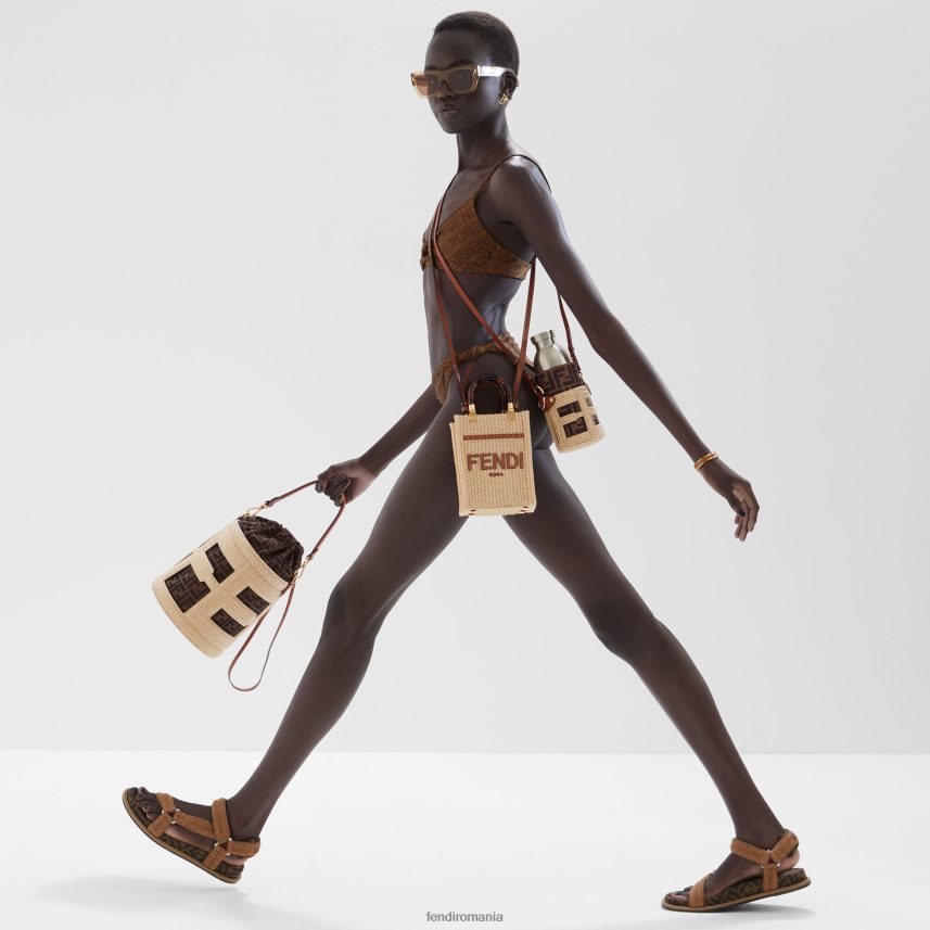 mini-geantă din paie naturală bej Fendi femei accesorii 86084L641