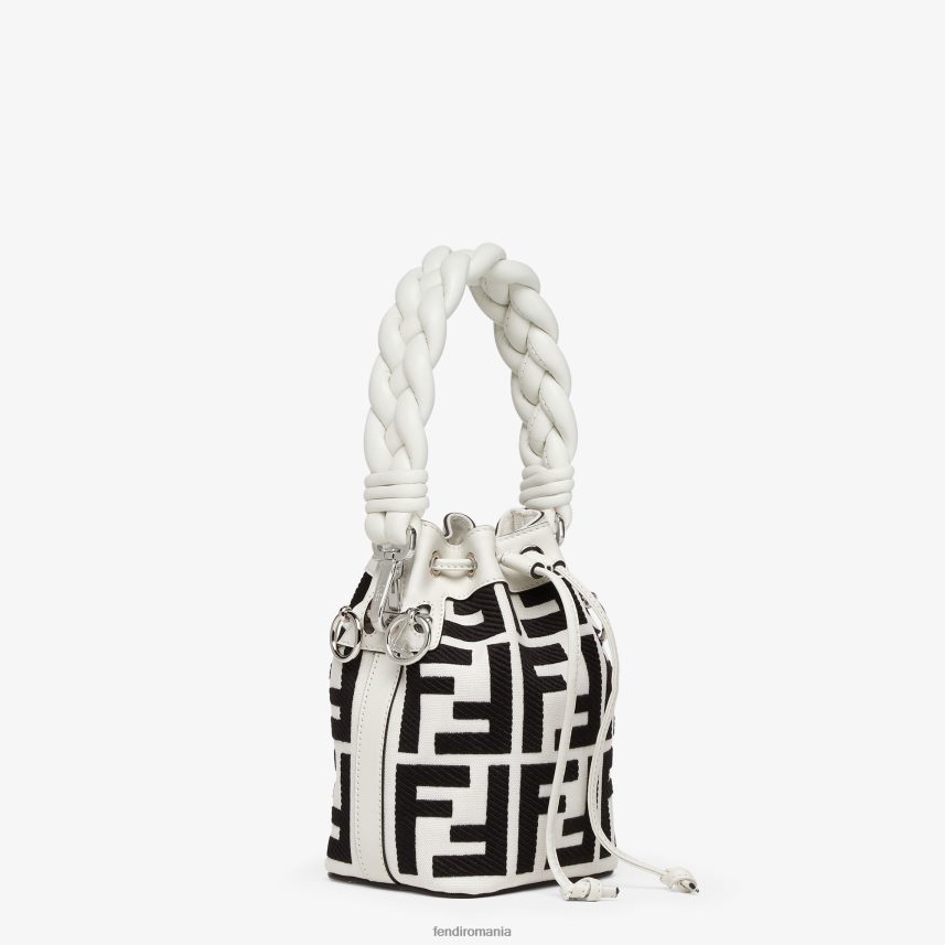 mini geanta din panza cu broderie ff alb Fendi femei accesorii 86084L701