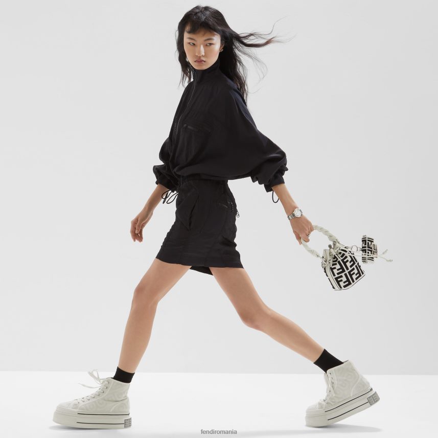 mini geanta din panza cu broderie ff alb Fendi femei accesorii 86084L701