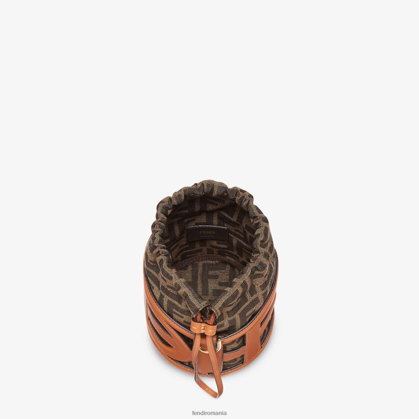 mini geanta din piele si stofa ff maro Fendi femei accesorii 86084L622