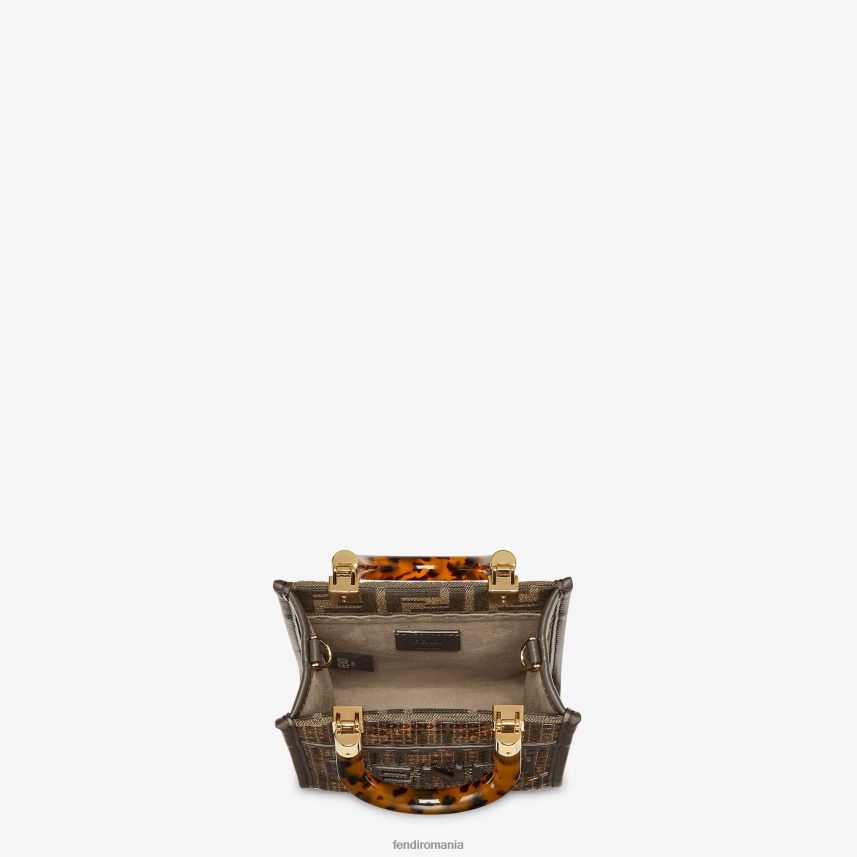 mini geanta ff din material jacquard cu paiete maro Fendi femei accesorii 86084L584