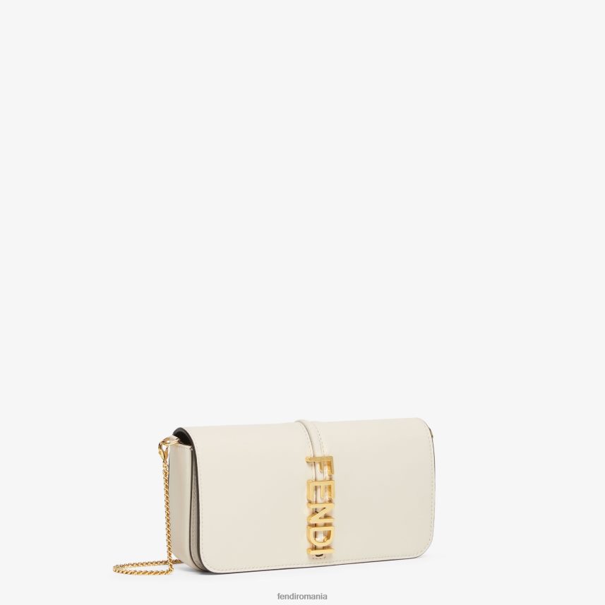 grafic pe portofel din piele cu lanț alb Fendi femei accesorii 86084L1435