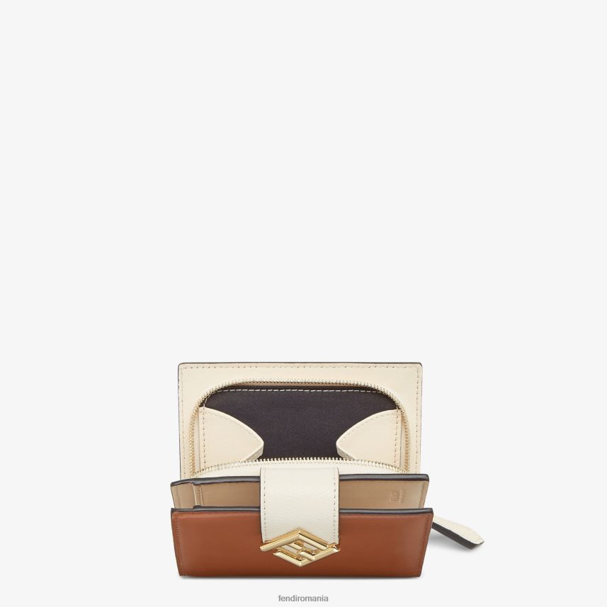 portofel compact bicolor și piele de camelie multicolor Fendi femei accesorii 86084L1438