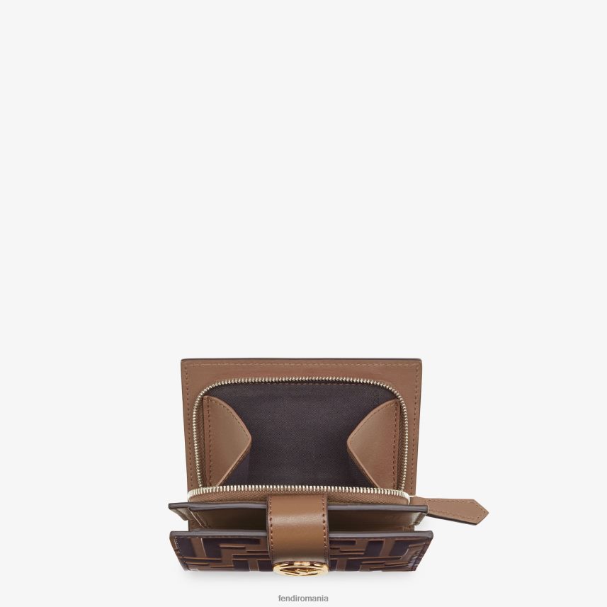 portofel compact din piele maro Fendi femei accesorii 86084L1482