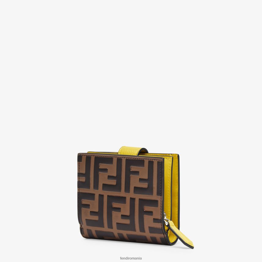 portofel compact, din piele maro Fendi femei accesorii 86084L1582