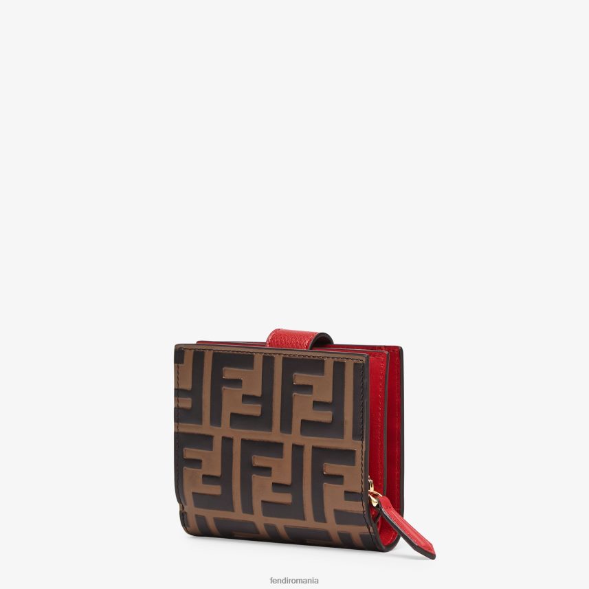 portofel compact din piele maro Fendi femei accesorii 86084L1594