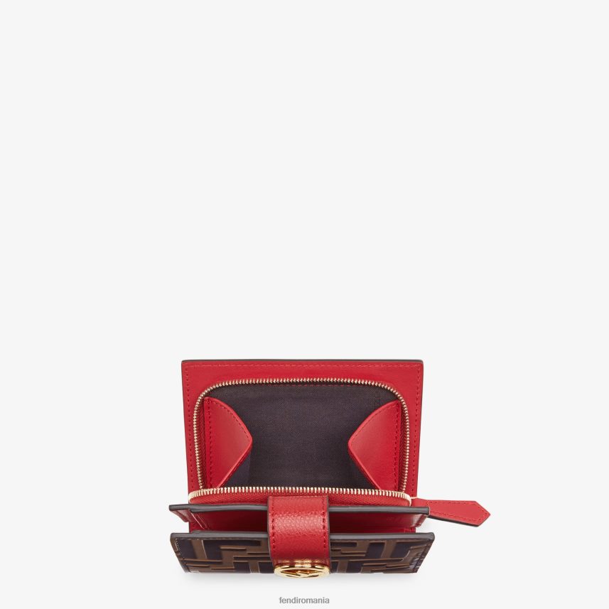 portofel compact din piele maro Fendi femei accesorii 86084L1594