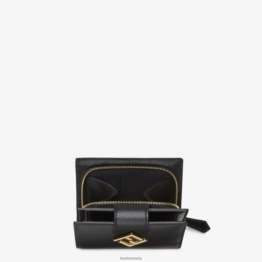 portofel compact din piele negru Fendi femei accesorii 86084L1467