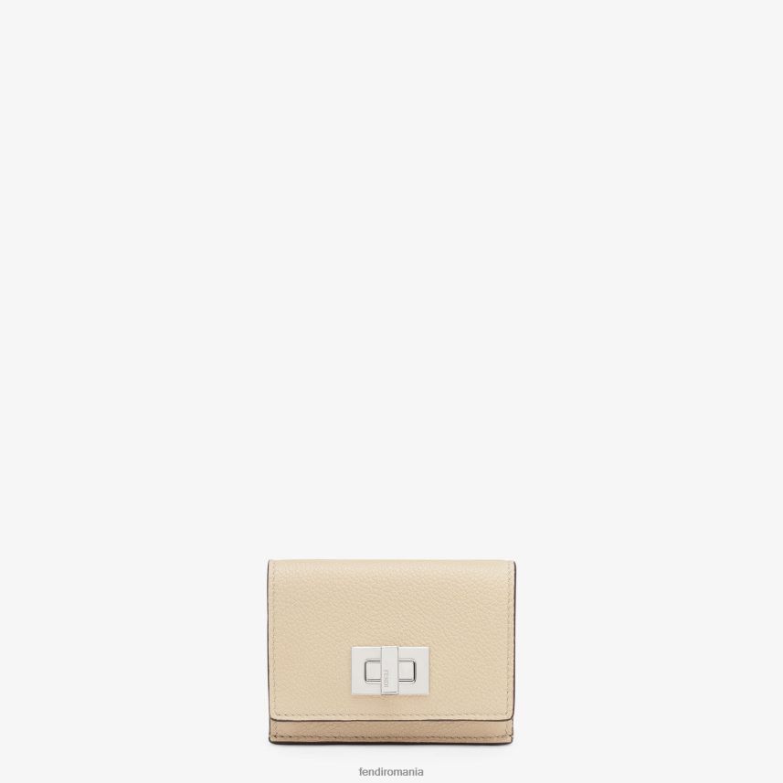 portofel din piele peekaboo micro trifold bej Fendi femei accesorii 86084L1543