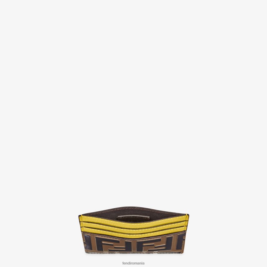 suport plat pentru carduri din piele galben Fendi femei accesorii 86084L1580